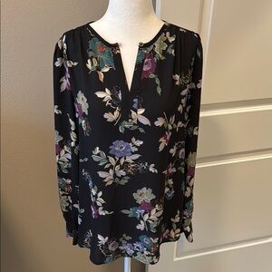 Loft Long Sleeve Floral Blouse, V-Neck Front, S